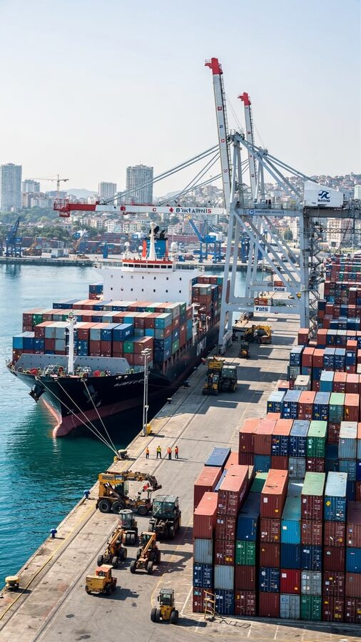 Container port aerial view